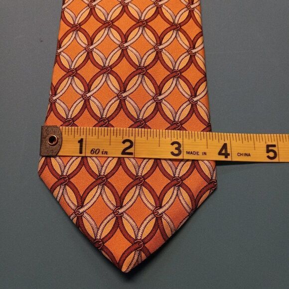 Brooks Brothers Silk Yellow, Cream and Brown Buckle Tie - Picture 3 of 5